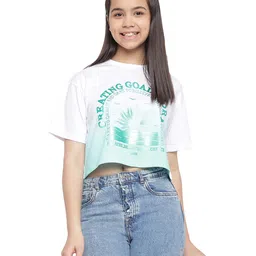 Lil Tomatoes Half Sleeves Sun & Sea Waves Printed Top - Sky Blue-picture-24