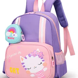 SYGA Kids Backpack, Kitten Design, Waterproof, Ultra-light School Bag with Coin Purse for Preschool and Kindergarten Students (Bright Purple) - Height 13.6 Inch-image-59