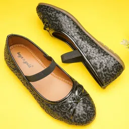boyz n galz Shimmer Bow Applique Detailed Ballerinas - Black-picture-39