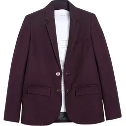 CAVIO Cotton Blend Woven Full Sleeves Solid Blazer With Energy Flows Where Intention Goes Text Embellished Tee - Violet-picture-10