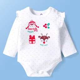 Doodle Poodle 100% Cotton Interlock Knit Full Sleeves Onesies With Bunny Print - White image 1