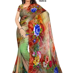 SHIVAM FABRICS Floral Poly Georgette Saree-picture-26