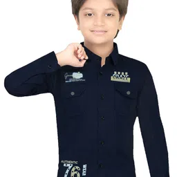 BAESD Boys Classic Fit Typography Printed Spread Collar Cotton Casual Shirt-image-39