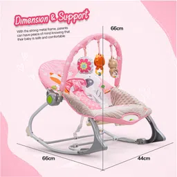 Baybee Bella 2 in 1 Baby Rocker and Bouncer for Newborn with Adjustable Seat, Calming Vibrations, Hanging Toys & Music (Pink) image 3