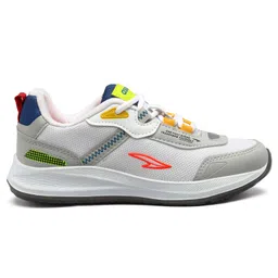 asian Mesh Detailed & Colour Blocked With Lace Up Running Shoes - White & Turquoise image 4