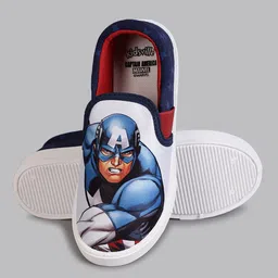 Kidsville Marvel Featuring Captain America Designed Slip On Shoes - Navy Blue image 5