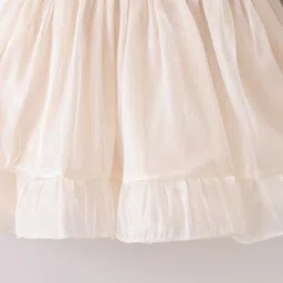 Mark & Mia Full Sleeves High Neck Frock With Lace Detailing - Tan image 4