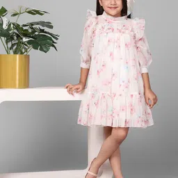 Macwin Girls Floral Printed Georgette A-Line Dress-picture-43