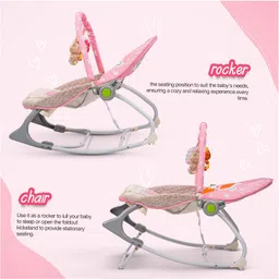 Baybee Bella 2 in 1 Baby Rocker and Bouncer for Newborn with Adjustable Seat, Calming Vibrations, Hanging Toys & Music (Pink) image 5