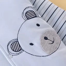 Wonderchild Full Sleeves Teddy Bear Face Embroidered Hooded Jacket With Pant Set - Blue image 5