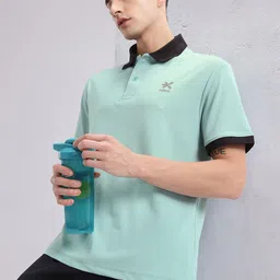 HRX by Hrithik Roshan Contrast Polo Collar T-shirt with Reflective Brand Logo Detail-picture-32