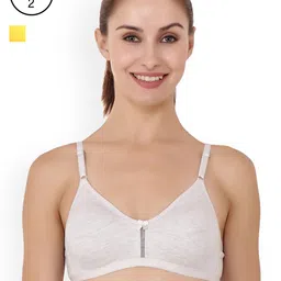 Floret Pack of 2 Grey Melange & Yellow Solid Non-Wired Non Padded T-shirt Bra-picture-30
