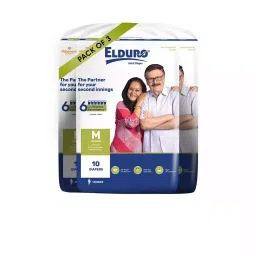 ELDURO Regular Unisex Adult Tape Diapers with Aloe Vera M Size, (Pack of 30 Pcs)-picture-22