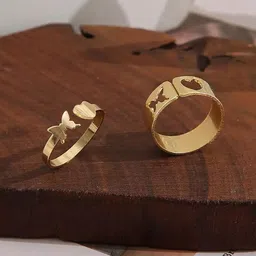 Pinapes Set Of 2 Gold-Plated Adjustable Finger Ring-picture-17