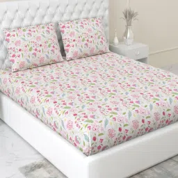 Haus & Kinder 100% Cotton Fitted King Bedsheet Jaipur Bloom with 2 Pillow Cover-picture-11