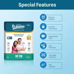 ELDURO Premium Unisex Adult Tape Diapers with Aloe Vera M Size, (Pack of 120 Pcs) image 2