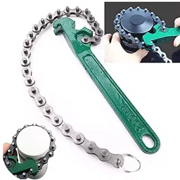 B K JAGAN & CO 228.6 mm(9 Inch) Oil Filter Chain Wrench, Fuel Filter Removal & Single Sided Adjustable Wrench image 2
