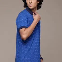 Roadster Men Printed Polo Collar Pure Cotton T-shirt image 3
