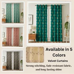 GEET CREATIONS Pink & Beige Set of 2 Floral Door Curtain image 4