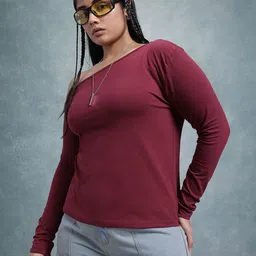 The Roadster Lifestyle Co. Plus Size One-Shoulder T-shirt-image-55