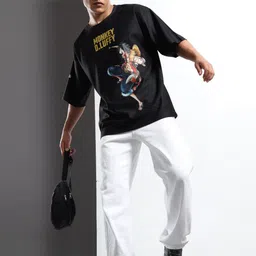 THE BEETEL HOUSE Men Printed Drop-Shoulder Sleeves Applique T-shirt image 2