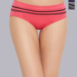 DressBerry Women Seamless Pack Of 3 Striped Mid-Rise Basic Briefs-image-0