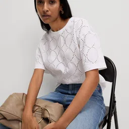 Marks & Spencer Women Printed Drop-Shoulder Sleeves Pockets T-shirt image 2