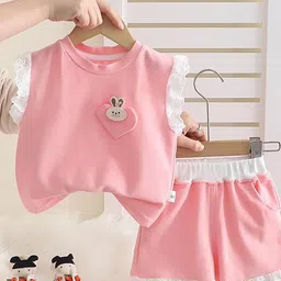 POP STREET KIDS Kids Bunny Round Neck T-Shirt With Shorts-picture-38