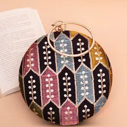 ARTKLIM Embroidered Shoulder Strap Box Clutch-image-67