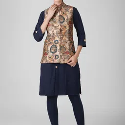 Vastraa Fusion Women Floral Printed Nehru Jackets image 5