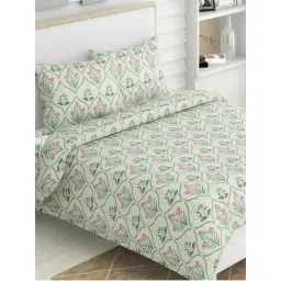 Haus & Kinder Green Blossom 186 Tc 100% Cotton Printed Flat King Bedsheet-picture-26