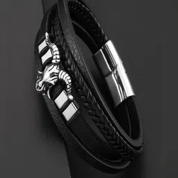 Vientiq Black Leather Bracelet-picture-12