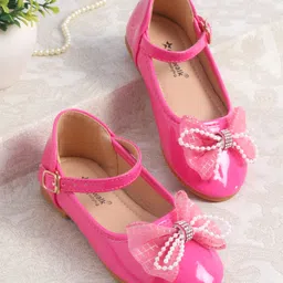 Cute Walk by Babyhug Clip Closure Ballerina with Bow Applique & Pearl Detailing - Fuchsia-picture-14