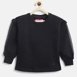 Tales & Stories Cotton Knit Full Sleeves Solid Light Winter Sweatshirt - Black-picture-39