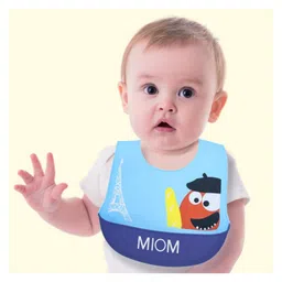 MOMISY Baby Bib For Newborn Waterproof Silicone Apron Wipeable Stain Resistant With pocket For 6 months and up (1, BlueMIOM) image 2