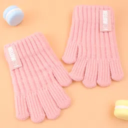 Pine Kids Pair of Winter Gloves with Text Patch- Pink image 3