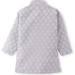 Ridokidz Full Sleeves Ethnic Motif Embroidered Kurta & Pyjama Set - Grey image 3