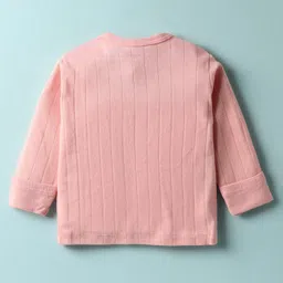 CUCUMBER Sinker Knit Full Sleeves Front Open T-Shirt & Joggers Set With Crocodile Print - Pink image 3