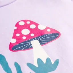 Lazy Bones Sinker Knit Full Sleeves T-Shirt With Floral & Mushroom Print - Lilac image 3