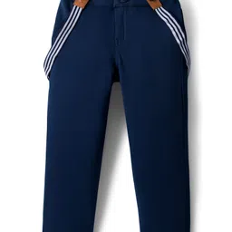 Babyhug Cotton Woven Full Sleeves Floral Printed Party Shirt & Trouser Set With Bow & Suspender - Brown & Navy image 3