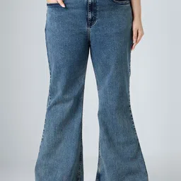 Turning Blue Women Flared High-Rise Light Fade Jeans-image-3
