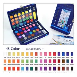 AKN TOYS Kids Watercolor Paint Set, 48 Vibrant Colors Paint Kits, Art Supplies Painting Gifts for Adult, Teenager, Artists, Paint Supplies with Watercolor Paint Brush Pens, Palette, and Durable Storage Case - PACK OF 1 - COLOR MAY VARY image 4