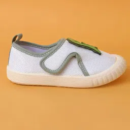 Cute Walk by Babyhug Casual Shoes with Velcro Closure And Dino Applique - White image 4