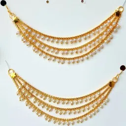 Tejaswita Women Gold Plated Bahubali Long Ear Chain Earrings image 2