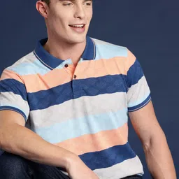 Mast & Harbour Men Striped Polo Collar T-shirt-picture-28