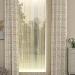ROSARA HOME Set Of 4 Beige & Gold-Toned Long Door Curtains-picture-10