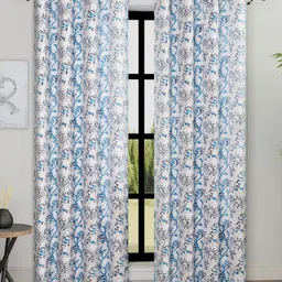 Myntra Elegant Homes Blue & White Set of 2 Floral Room Darkening Door Curtain-picture-25