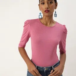 Veni Vidi Vici Women Mauve Solid Regular Top image 1