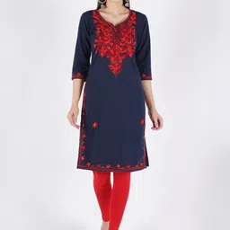 ZEROZABAR Women Ethnic Motifs Embroidered Woolen Kurti-image-17