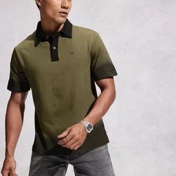 WROGN Pure Cotton Comfort Fit Ombre Polo Collar T-shirt image 2